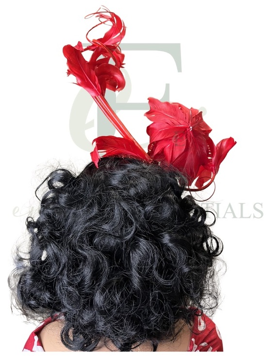 Red Peony Feathered Fascinator main image 5